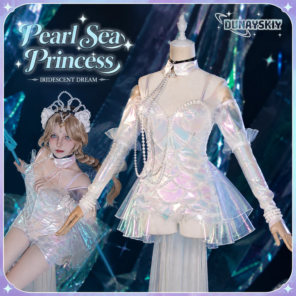 Costume de cosplay inspiré du style du jeu avec le costume de cosplay Naiad de Identity V, Sirène Millionnaire de niveau A, Grace Fisher, adapté.