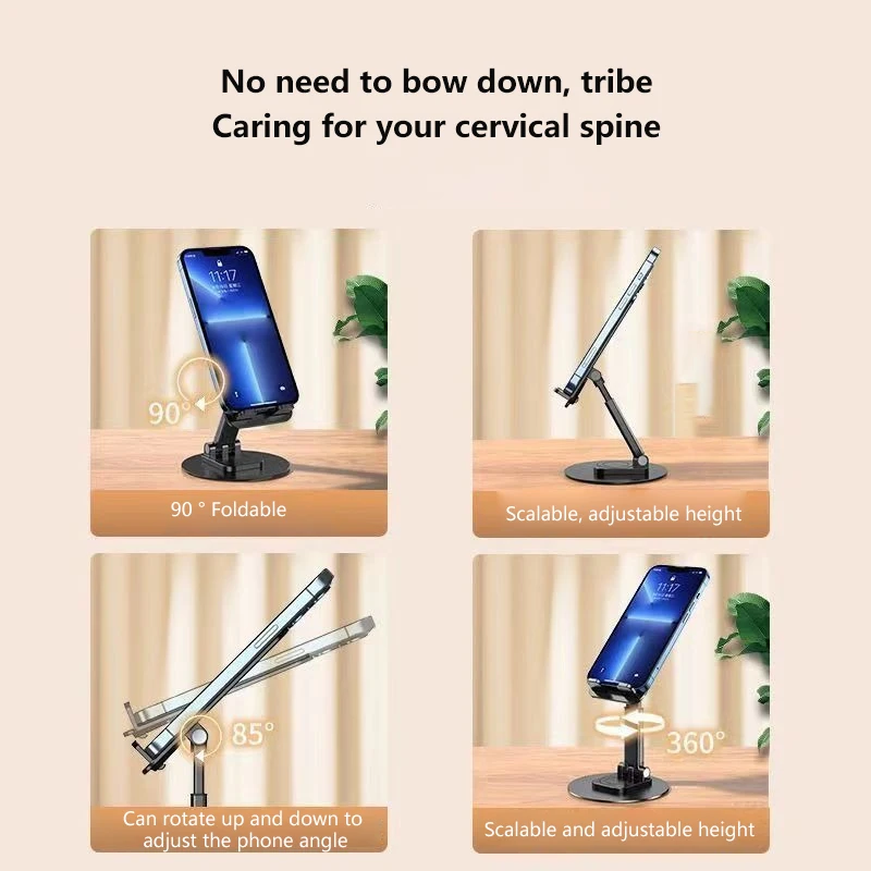 360 Rotate Metal Desk Mobile Phone Holder Stand For IPhone IPad Xiaomi Portable Adjustable Foldable Tablet Stand Desktop Bracket