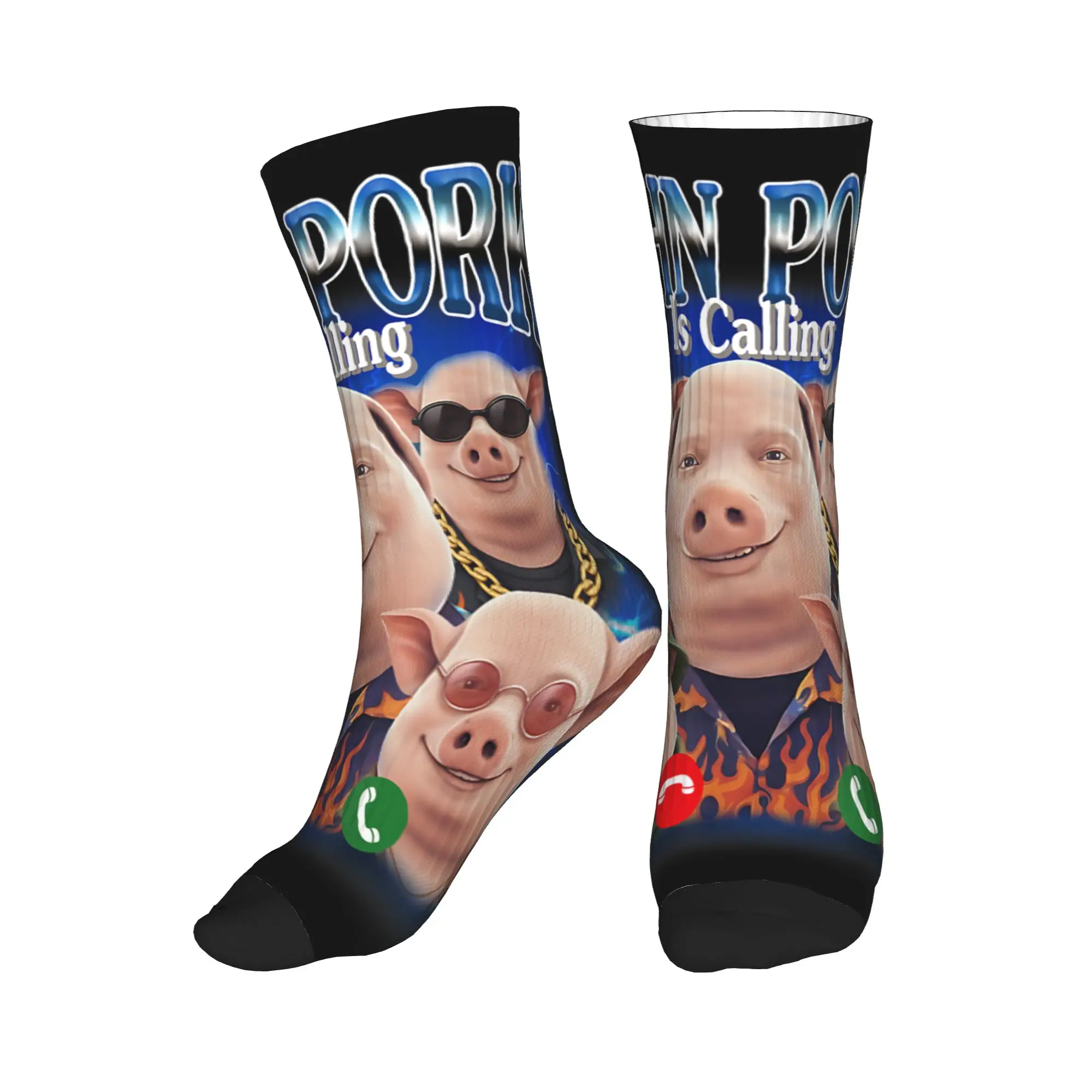 Funny John Pork is Calling John Pork Meme Bootleg Stockings Men Socks Soft Breathable Socks Winter Running Non Skid Socks Gift