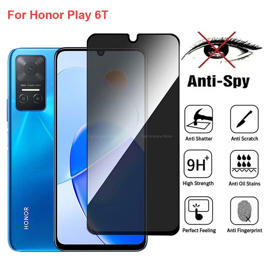 

For Honor Play 6T Anti Spy Privacy Tempered Glass Screen Protector Compatible For Honor Play6T Full Cover Screen Phone Film