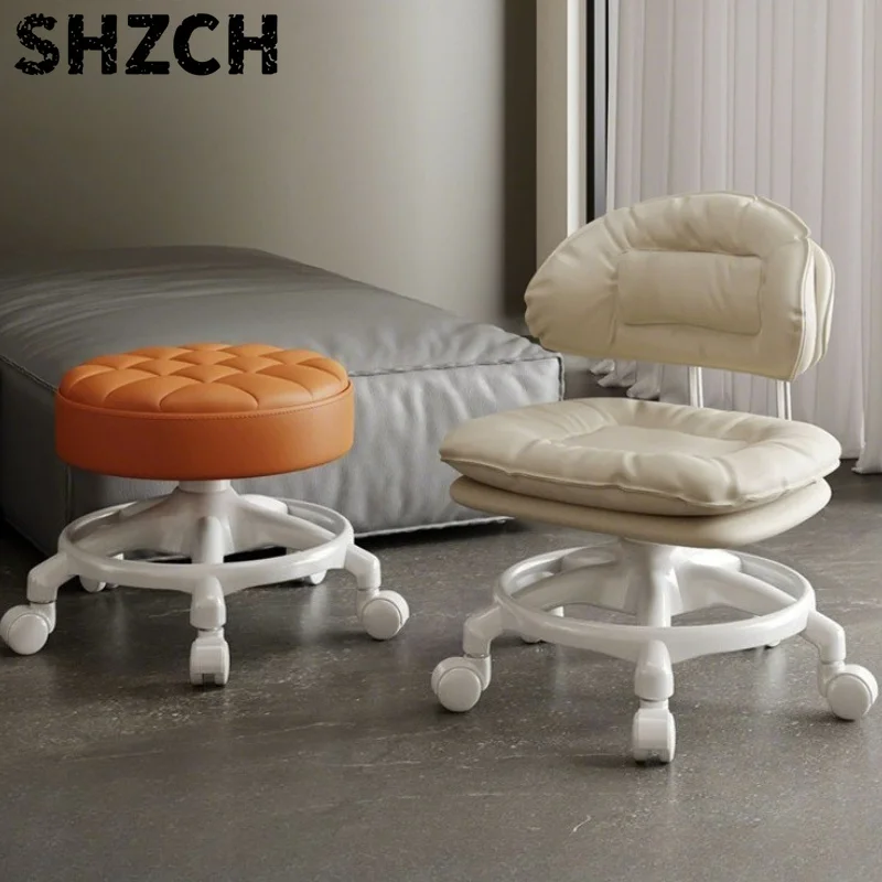 Fashion Silent Wheels Low Stool Multi-Directional Rolling Shoe Changing Bench Versatile Living Room Seat Compact Shoe Stools