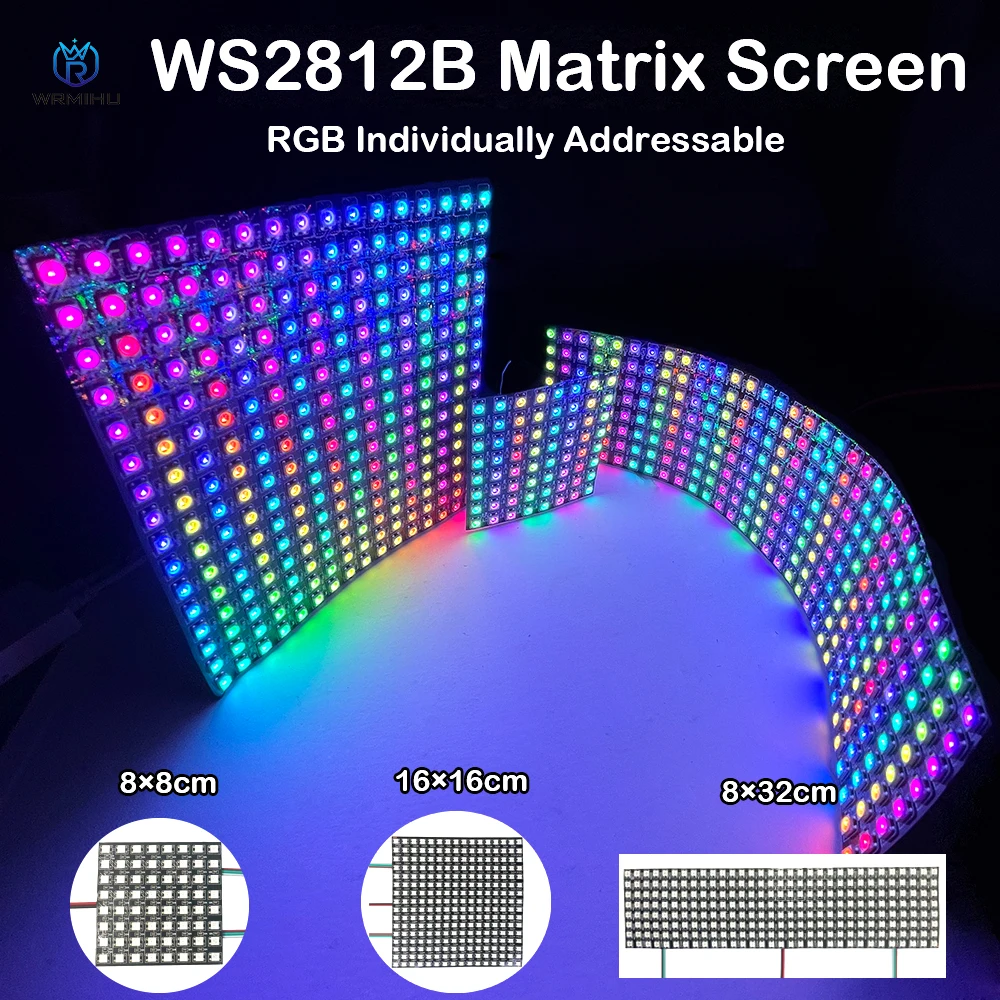 5V WS2812B 12V WS2815 RGB programowalny 16x16 elastyczny ekran modułu Led indywidualnie adresowany Panel 256 pikseli światło Matrix