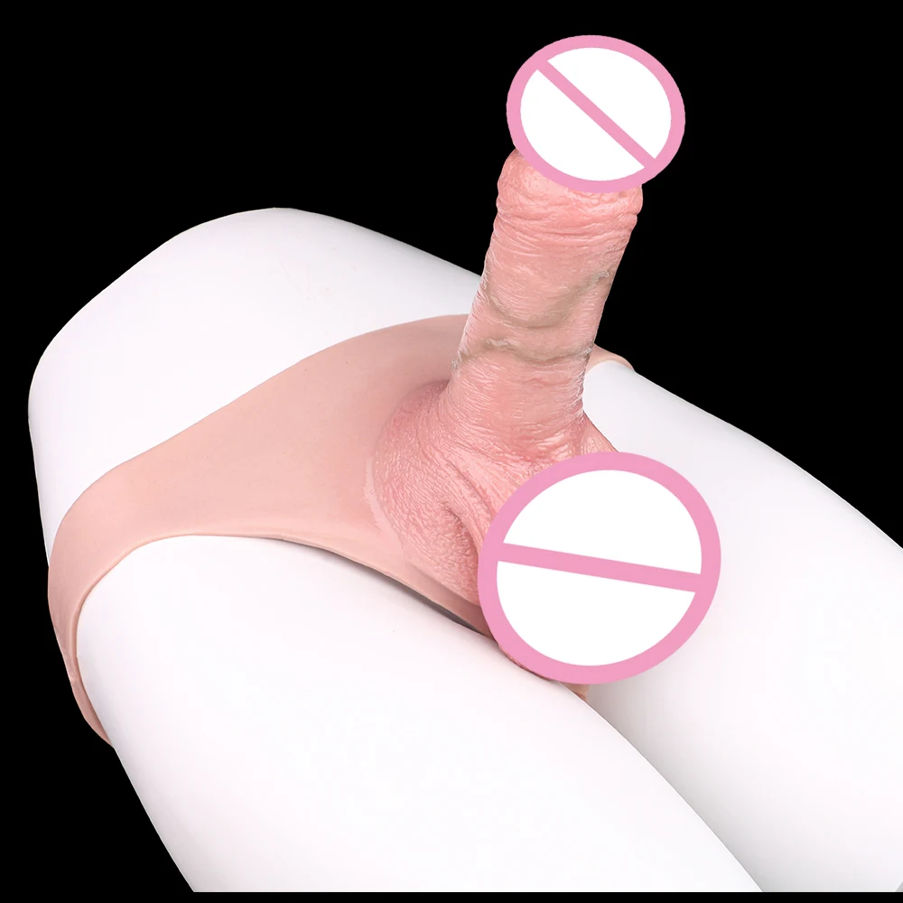 FAAK Strap-On Hollow Dildo Penis sleeve Silicone Wearable Dildo Panties Briefs Ultra Elastic Harness Sex Toys For Men image 4