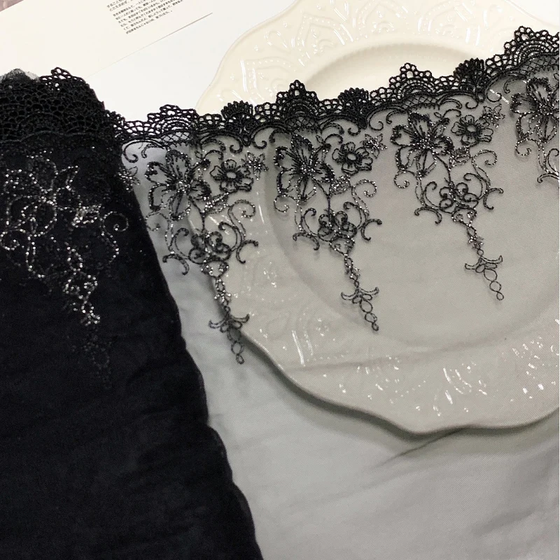 

30Yards Black Embroidered Lace Trimmings For Sewing Girl's Dress Bra Garment Handmade Curtains Decor DIY