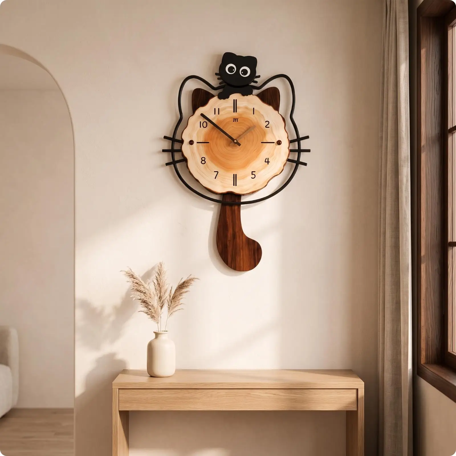 horloge-murale-fantaisiste-en-forme-de-chat-design-imitation-bois-aiguilles-noires-facile-a-lire-ideale-pour-la-decoration-de-la-maison-ou-du-couloir-cadeau