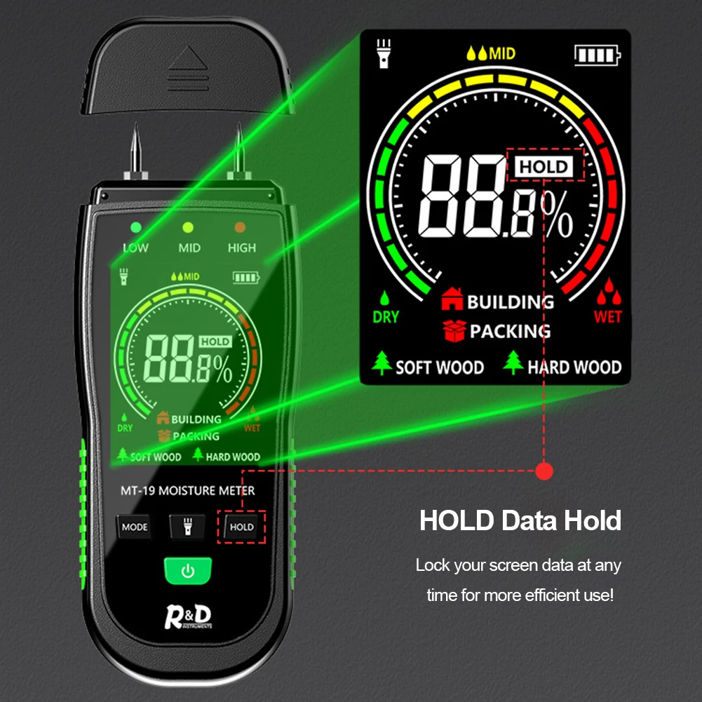 Medidor de humedad Digital con apagado automático, Detector de ladrillos de hormigón de 2 pines, medidor de humedad portátil para paredes, leña, paneles de yeso, hormigón