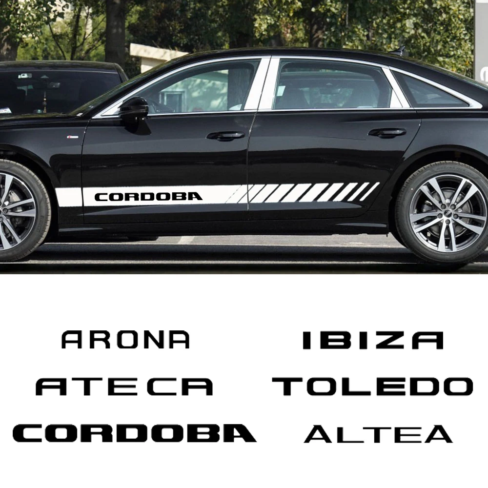 2pcs Car Door Side Stickers For Seat Ibiza 6j Ateca Arona Altea Leon mk3 Alhambra Tarraco Toledo Arosa Cordoba Auto Decorative