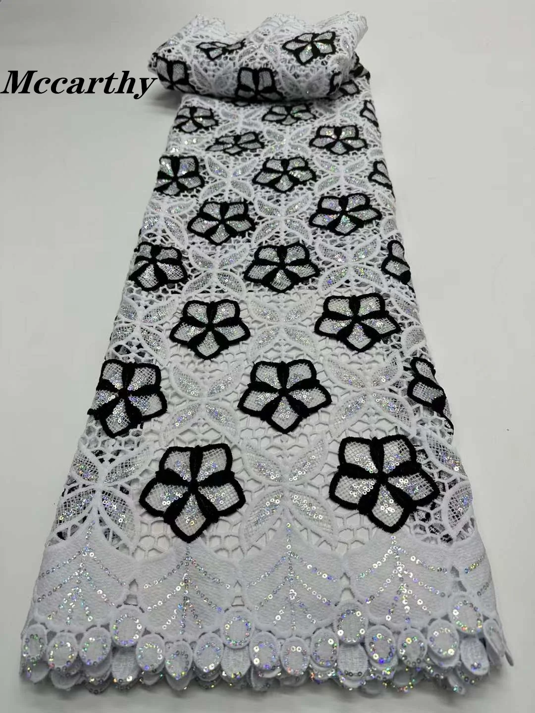 

Mccarthy 2024 Latest African Mesh Lace Fabric 5Yards French Tulle Milk Silk Lace Fabric for Elegant Wedding Party Dresses Sew