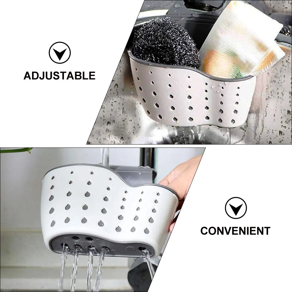 

2Pcs Multipurpose Kitchen Sink Drain Basket Adjustable Sponge Holder Strainer Rack Drain Basket Corner Sink Strainer