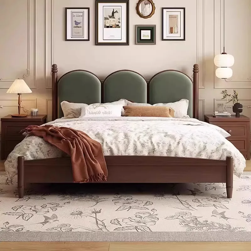 

French Wooden Bed Vintage Unique Luxury Patio Lounge Bed Platform Upholstery Cama De Lujo Para Dormitorio Bedroom Furniture