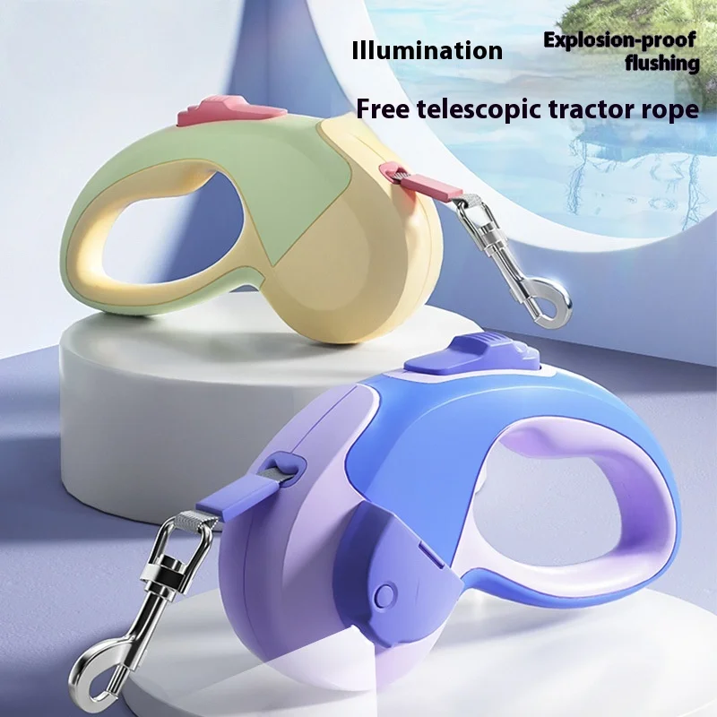 

5M LED Dog Leash Retractable for Small Medium Dogs Roulette Nylon Dog Harness Extension with Poop Bags Dispenser Dog Accessories