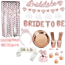 Bride To Be Rose Gold  Letter Foil Balloons Banner Wedding Decoration Bride Sash Headband Bridal Shower Bachelorette Party decor