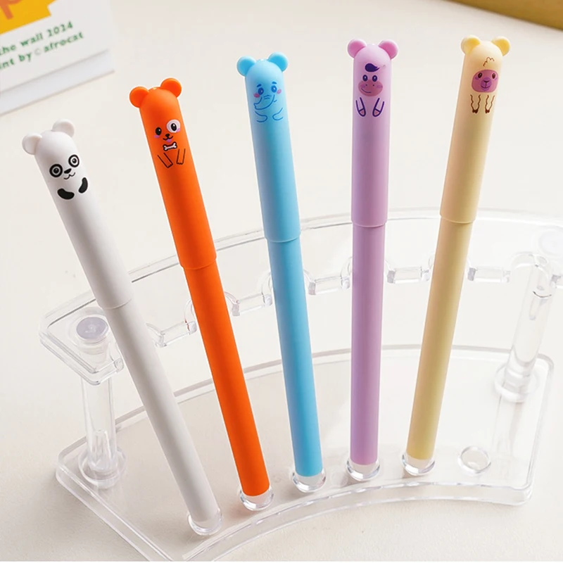 

4Pcs/Set New Little Bear Erasable Gel Pens Set Blue/Black Refills Rod Washable Handle School Office Writing Stationery