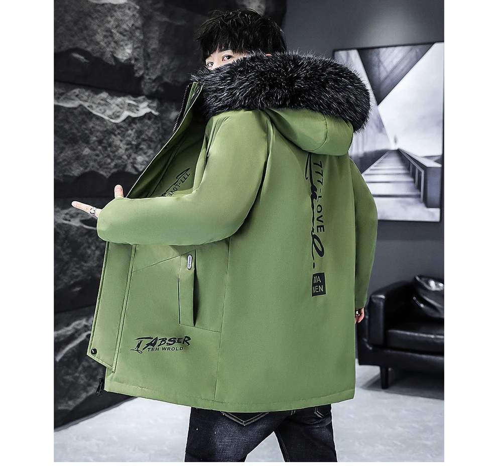Winter männer Lange Unten Jacke Mode Männlichen Thermische Parkas Mäntel Casual Männer Klassische Pelz Kragen Warme Gepolsterte Jacken Kleidung 5XL – Detail 6