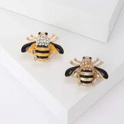 Enamel Rhinestone Bee Brooches For Women Unisex Insect Pins 2-color Available Casual Party Accessories Gifts