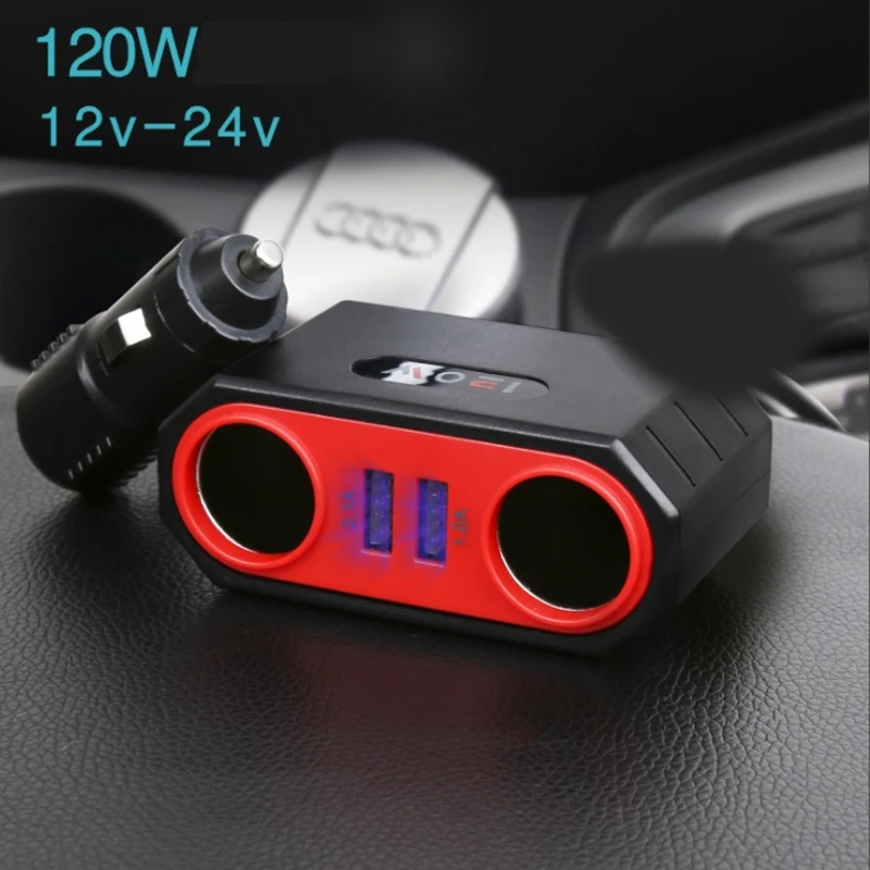 3.1A 120W USB Car Charger Cigarete Lighter Spliter Socket 12V 24V To 5V Auto Charge Filtter Electric Plug Adapter