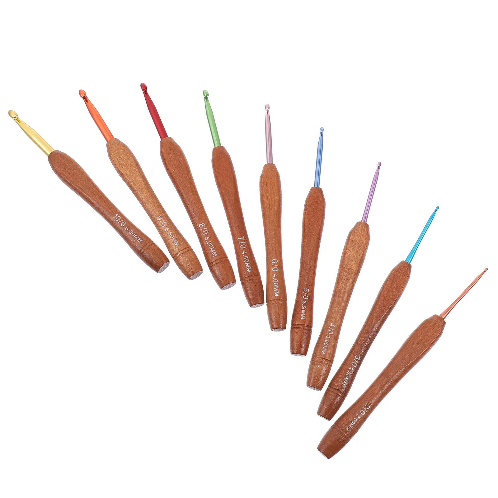 

9pcs Crochet Hooks Wooden H Aluminum Needles Yarn DIY Tools Sweaters Hats Scarves Gloves Families Beginner Crocheters Red
