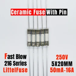 5PCS LF Fast blow ceramic Fuse With pin 5*20 5x20mm 250V 50MA 80MA 0.1A 125MA 0.5A 0.2A 1A 2A 3.15A 4A 5A 6.3A 8A 10A 12.5A 16A