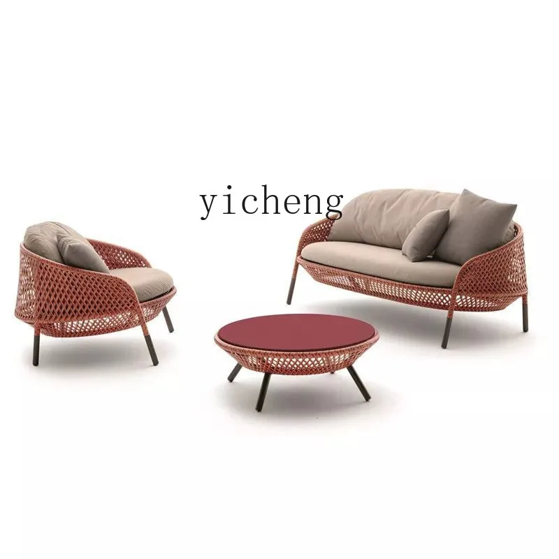 

Outdoor Furniture Rattan Sofa Single Leisure Balcony Outdoor Rattan Chair Tea Table Combination