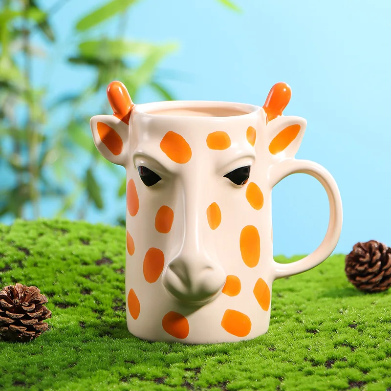 Creative Giraffe Ceramic Mug, Cartoon 3D Coffee Mugs, High Beauty Fun Tea Cup, Breakfast Milk Oat Cups, Couple Birthday Gift