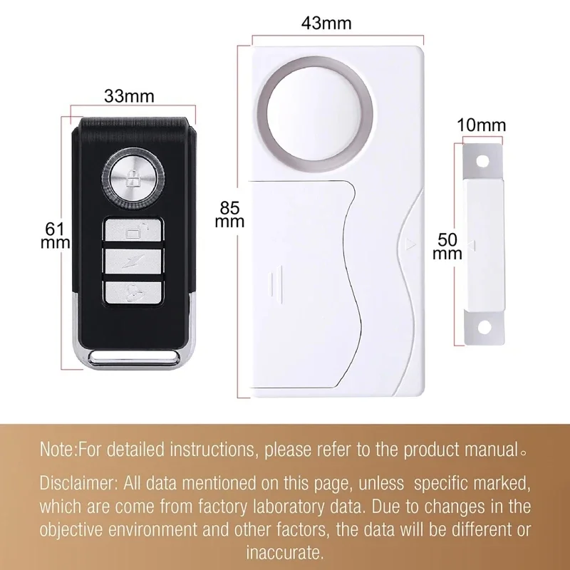 105dB Window Door Alarm Wireless Anti-Theft Remote Control Door and Window Open Closed Security Alarms Sensor Burglar
