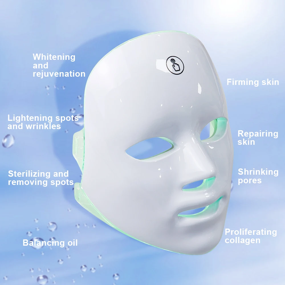 7 Colors Light Therapy LED Face Mask Skin Rejuvenation Whitening Spa Mask Anti-Acne Wrinkle Removal Rechargeable Beauty Mask