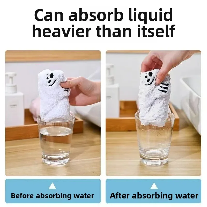 Polar Bear Hand Wiping Towel Super Absorbent Hanging Kitchen Towel Coral Design Thick Cartoon Hand Towel