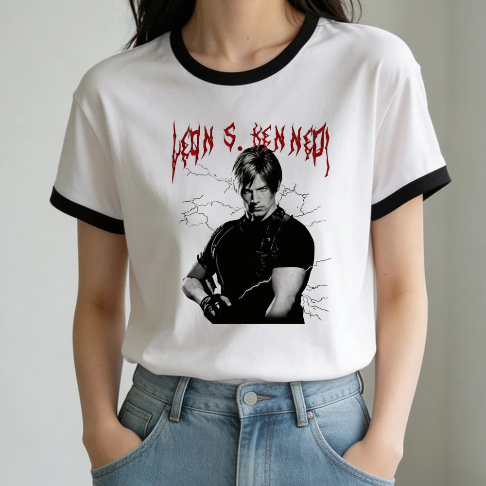 Leon Kennedy t shirt girl kawaii cutecore goth Psychedelic tshirt 2000s japan vintage cute