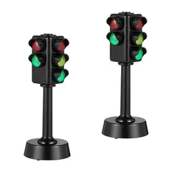 Traffic Light Toy Com Suporte Para Crianças, Sinais De Estrada, Decorações De Mesa, Fontes De Festa, Modelo, Lâmpada De Parada, 2 Pcs