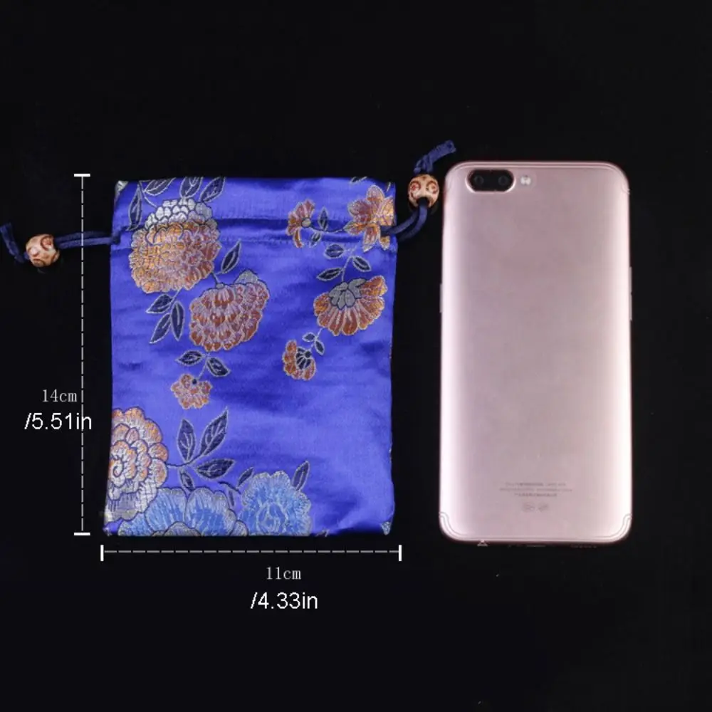 Floral Embroidery Flower Drawstring Bag Coin Purse Candy Bag Canvas Flower Handbag Bucket Bag Hanfu Wrist Bag Small Wallet