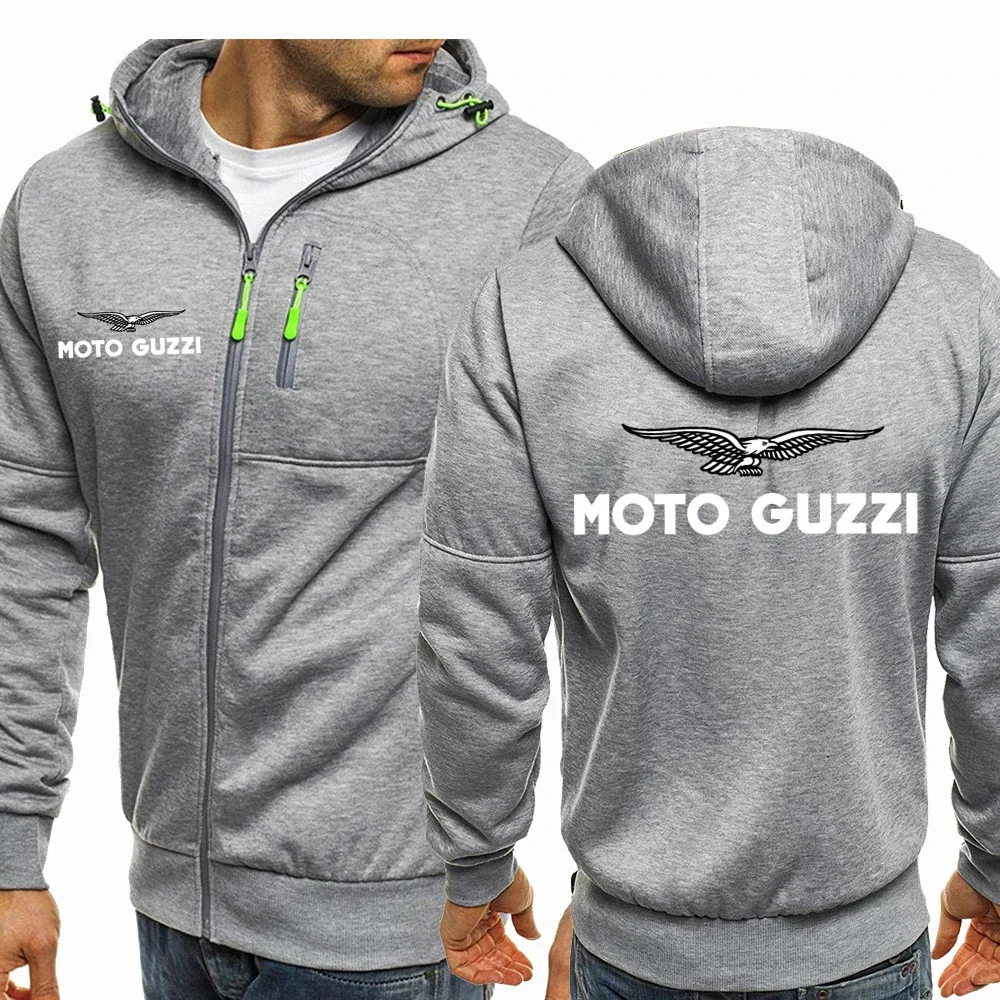 Moto Guzzi-Sweat à capuche en coton à manches longues pour hommes, veste décontractée, sweat à capuche Hip Hop Harajuku, fermeture éclair, mode printemps et automne, nouveau, 2023