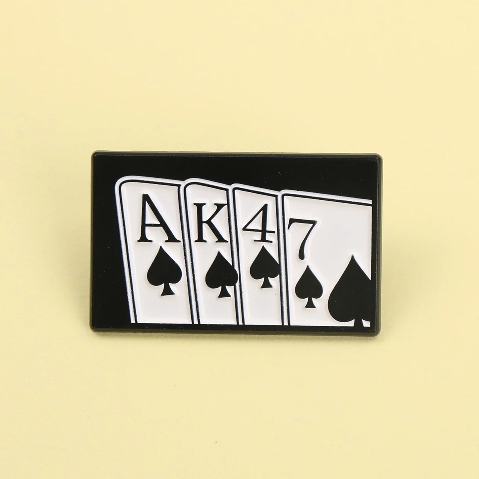 dessin-anime-ak47-poker-email-metal-drole-broches-broches-badges-sac-a-dos-vetements-bricolage-patch-decoratif-bijoux-cadeau-pour-enfants-amis