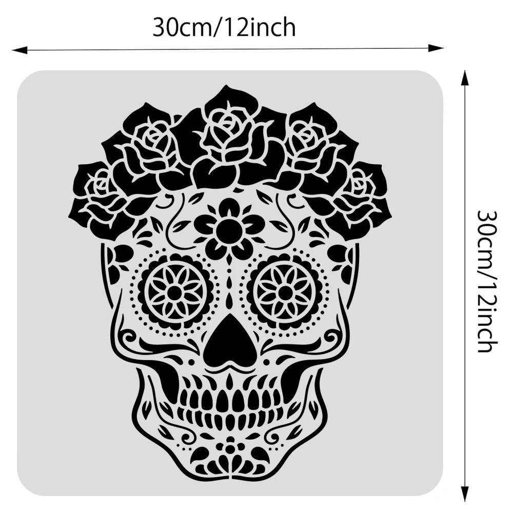12 w meksyku cukrowa czaszka gwiaździste szablony sztuki malowania wielokrotnego użytku dzień zmarłych wzornik dla projektów DIY malowanie rysunku rzemiosła