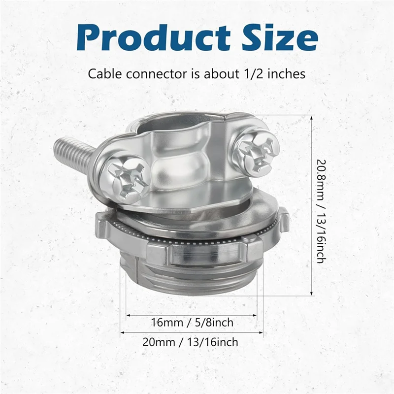 AA01-لكابلات NM، الأسلاك الكهربائية، سبائك الزنك 12 حزمة 1/2 بوصة موصلات كابل نوع المشبك، مشابك الأسلاك للقناة المعدنية
