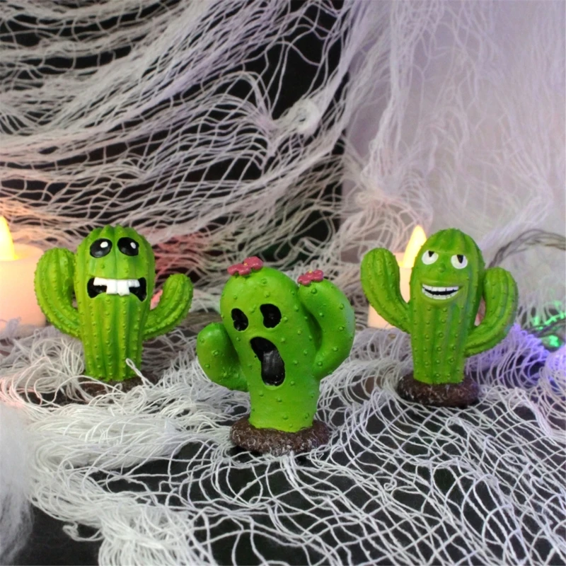 Cactus Monsters Figurines Fun Desert Plant Figures Add Fun to Your Environment Halloween Decors