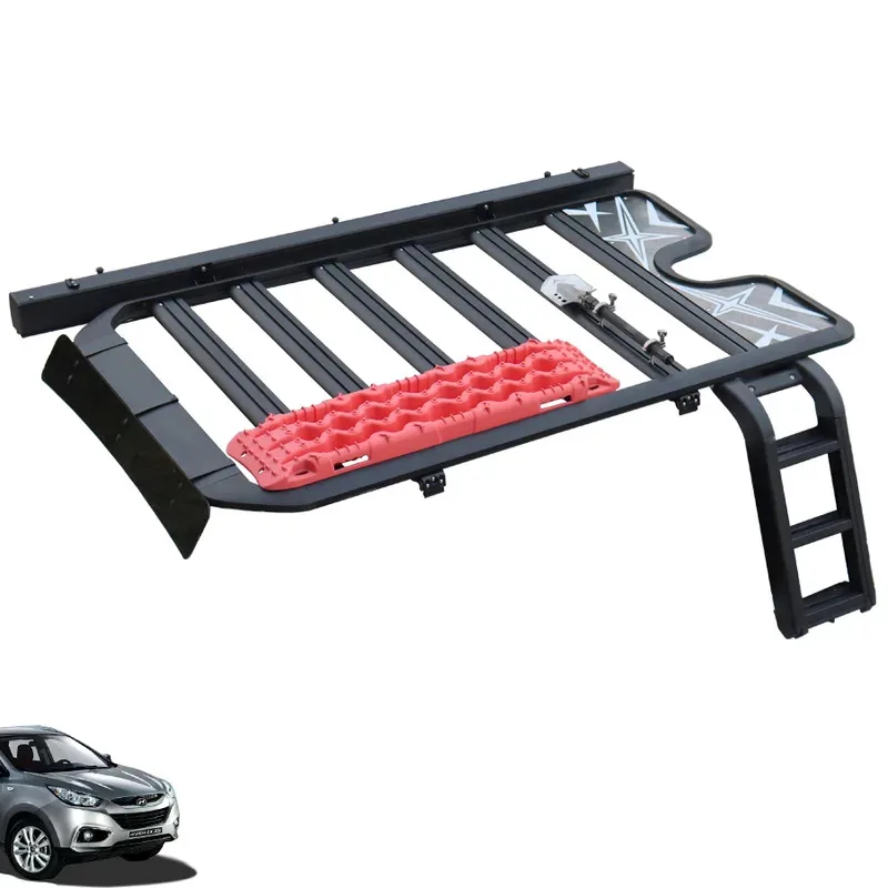 

S Series SANTAFE TUCSON Palisade IX35 IX45 Creta Thickened Roof Travel Rack, Aluminum Car Racks With Ladder
