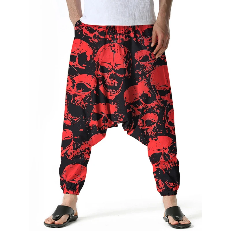

Men’s Harem Pants - Bold Skull Print Design, Comfortable & Stylish for Casual Fashion