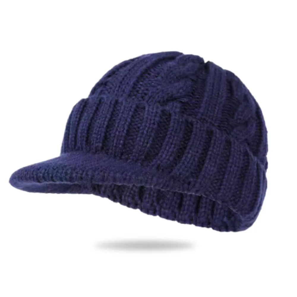 

Casual Ear Protection Men Knitted Cap Short Brim Cycling Ski Beanies Hat Autumn Winter Warm Outdoor Earflap Hat