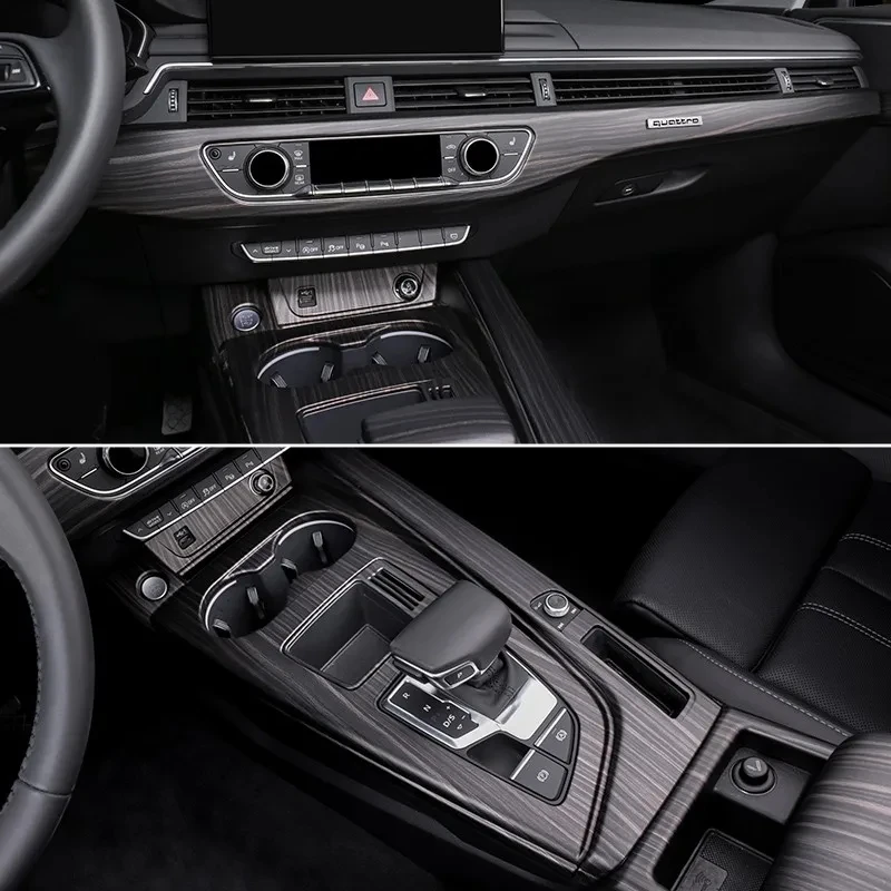 For Audi A4L B9 Sedan A4 Allroad Avant S4 A5 S5 2017 2018 2019 2020 2021 2022 2023 2024 LHD Car Mahogany Grain Overlays Trim