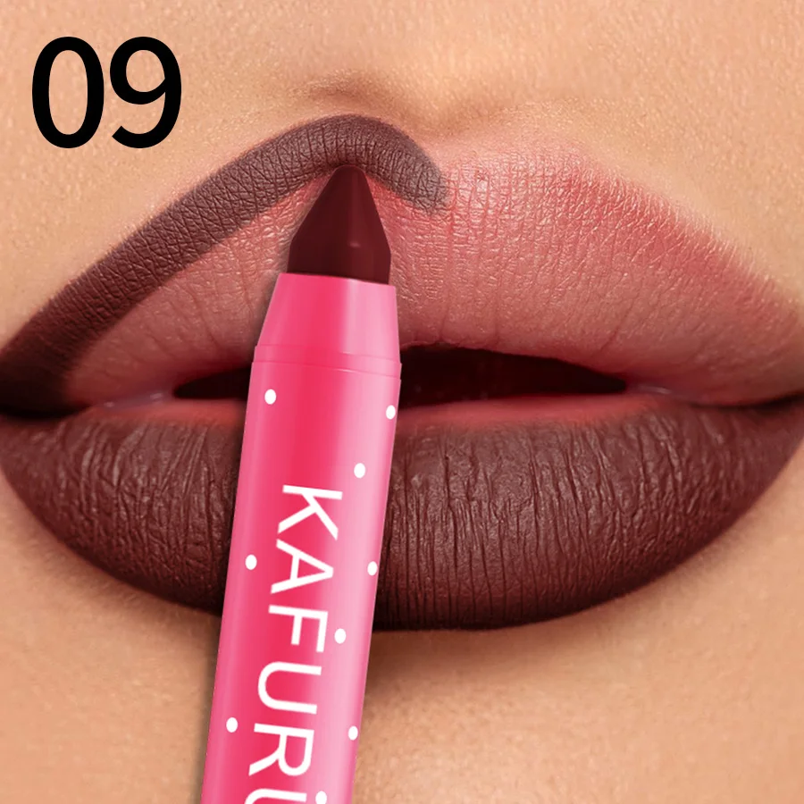 15 cores batom lápis à prova dwaterproof água sexy vermelho fosco contorno matiz batom caneta de longa duração lipliner caneta antiaderente copo maquiagem labial