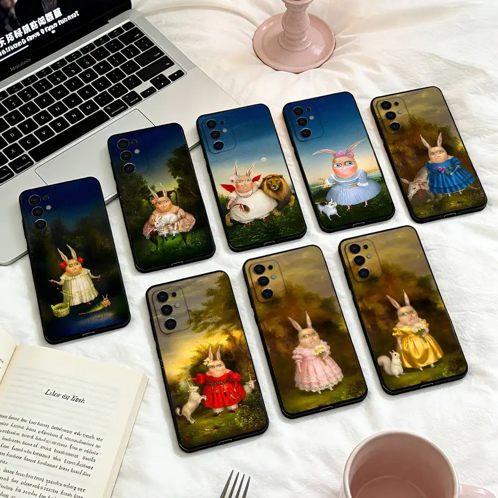 

Vintage Rabbit Aristocrat Phone Case For Samsung S25,24,23,22,30,21,10,9,Ultra,Plus,Lite,FE,4,5 G Soft Black Case