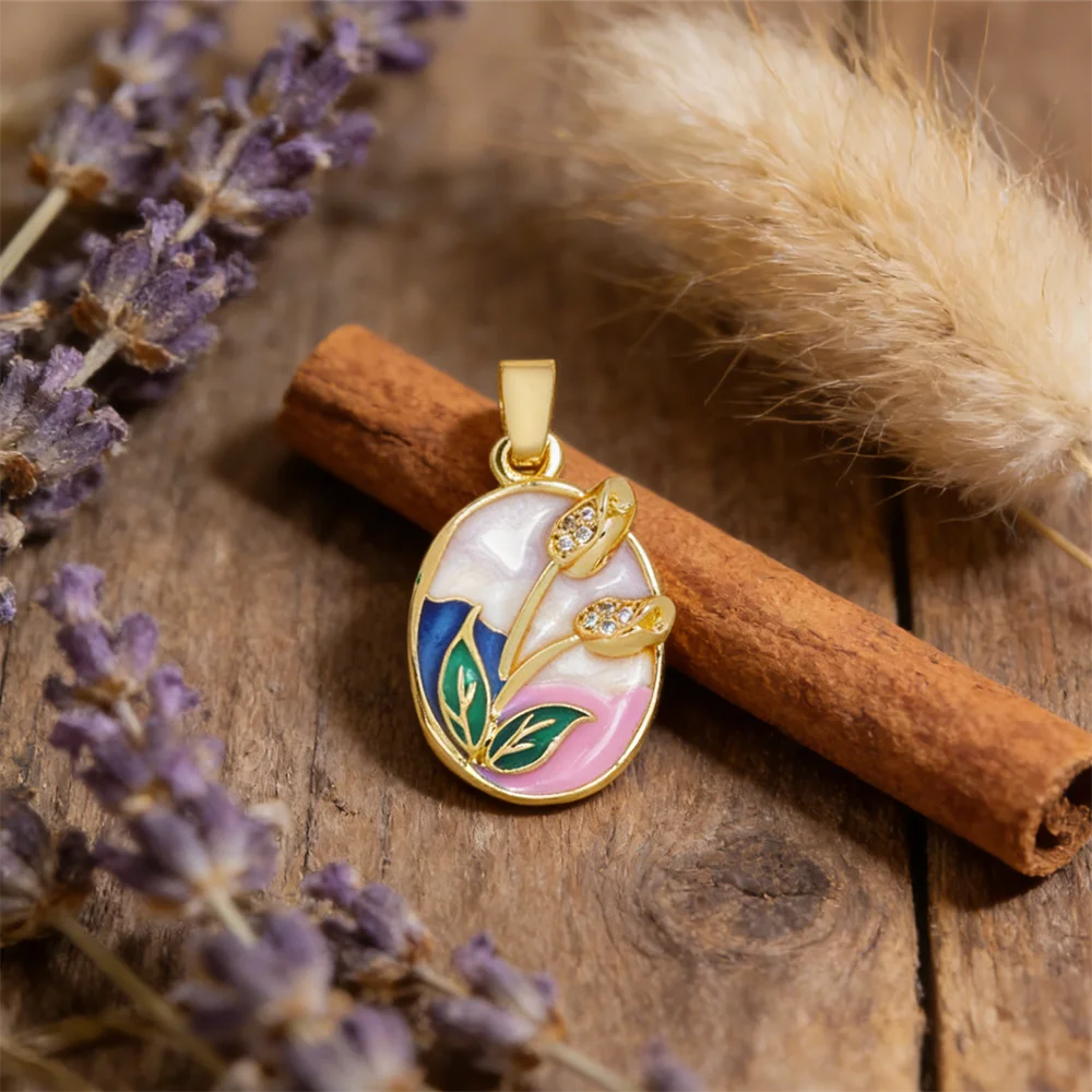 

2 шт. подвески из латуни, эмалированные цветочные подвески, элегантные аксессуары в форме цветка для ювелирных изделий своими руками, ожерелье, изготовление браслетов для женщин и мужчин