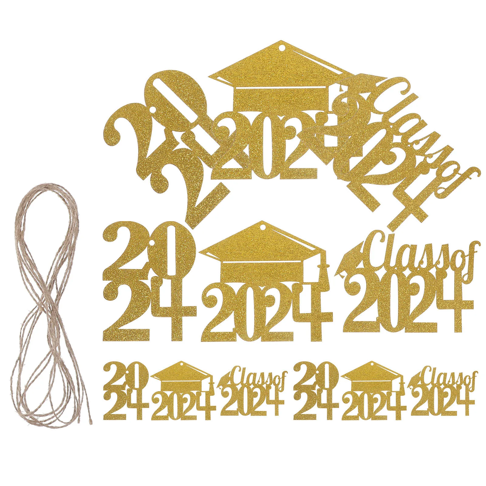 

12 Pieces Graduation Party Decorations Golden Paper Signs Hanging Centerpiece Student Graduation Hanging Decor For Vase Vase