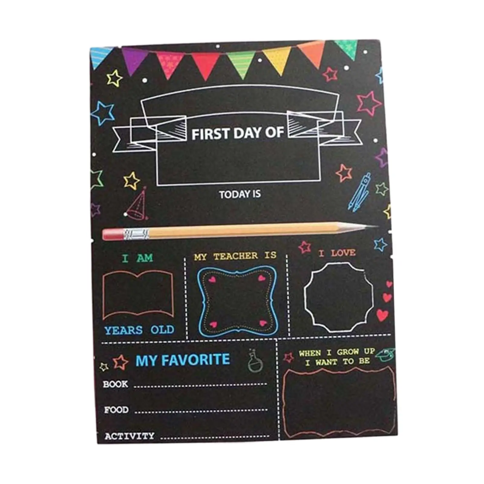 First Day Last Day of School Chalkboard Double Sided Portable Easy to Clean Reception 12x8.85inch Nursery Milestone Chalkboard