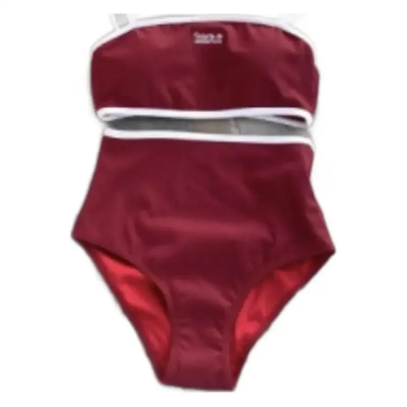 Traje de baño conservador de una pieza de cintura alta para niñas jóvenes, conjunto de Bikini de estilo coreano con doble correa, ropa de baño para mujer