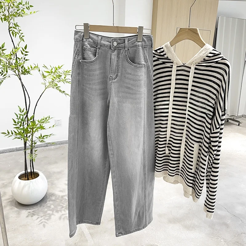 

Mimifa Casual Wide Leg Jeans High Waist Trousers for Women Comfortable Loose Fit Denim Pants Versatile Sle Summer Wear