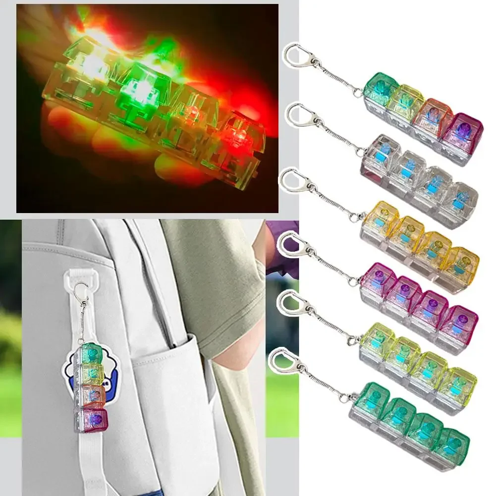 

Брелок-антистресс с 4 клавишами-кнопками, гаджет для пальцев, игрушка-декомпрессор со светодиодной подсветкой, брелок-подвеска для рюкзака