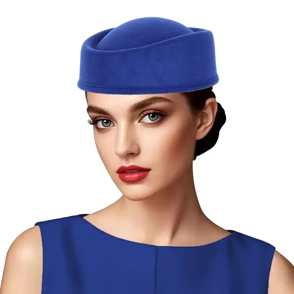 Teardrop Hat Vintage Topper Hat Retro Charm Airline Stewardess Caps Solid Color Elegant Formal Hat Performances