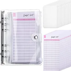 2025 A6 Binder Budget PU Leather PlannerPockets Expense Budget Sheets Notebook Cash Envelope Organizer System with Clear Zipper