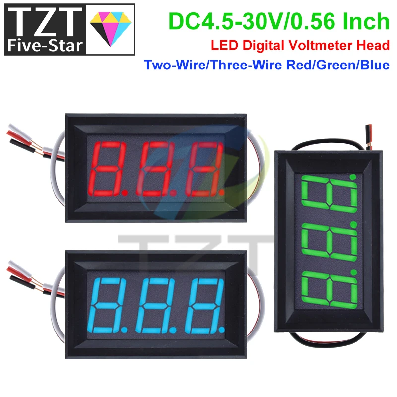 0.56 Inch Mini Red Green Blue LED Display Panel Voltage Meter Voltmeter Home Use Voltage 3 Three Digital DC 4.5V 30V 2 / 3 Wires